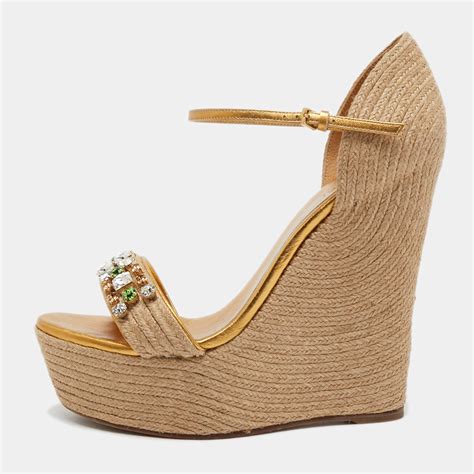 gucci gold wedges|gucci espadrille wedges.